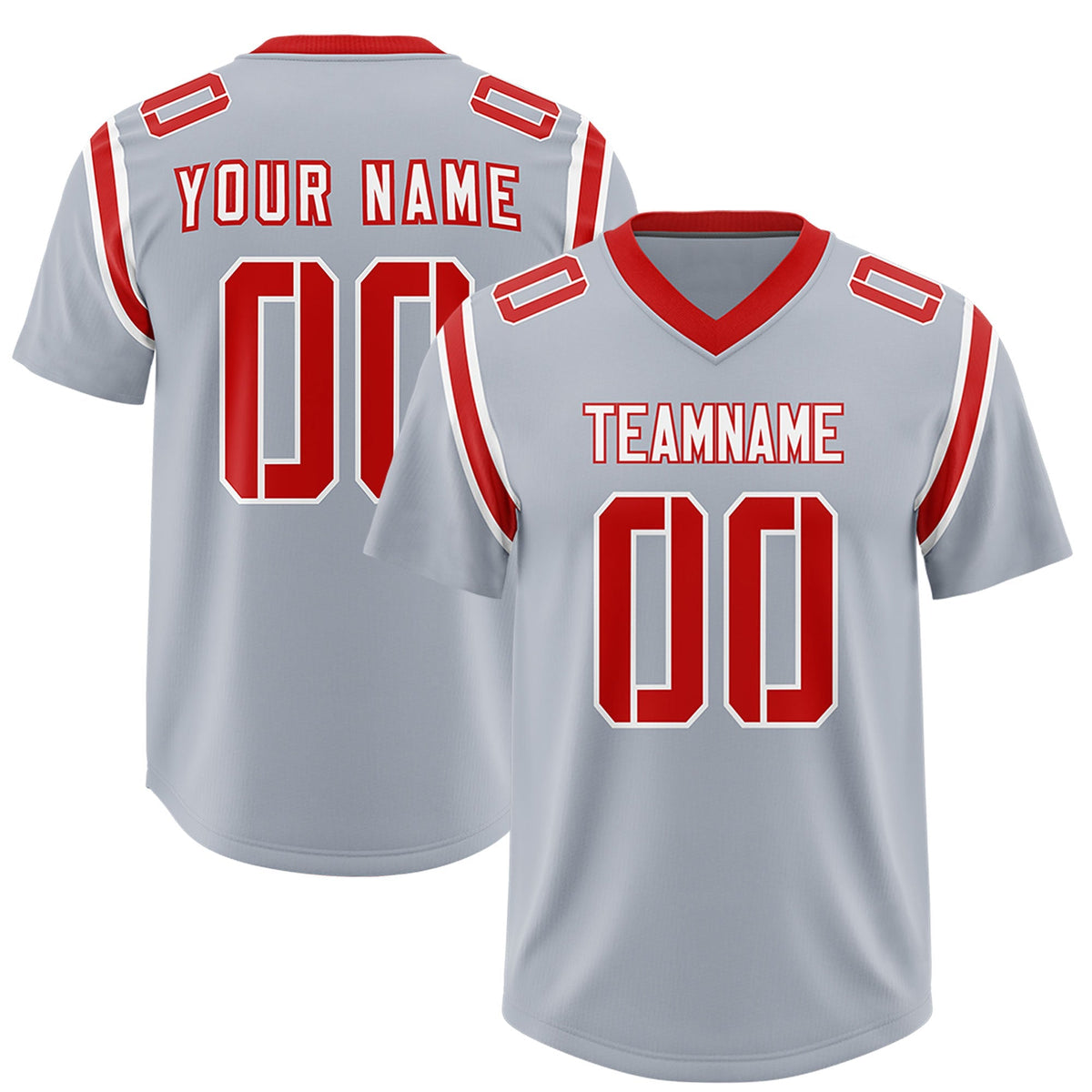 Custom Silver Personalized Shoulder Cut Two-Tone Authentic American Football Jersey