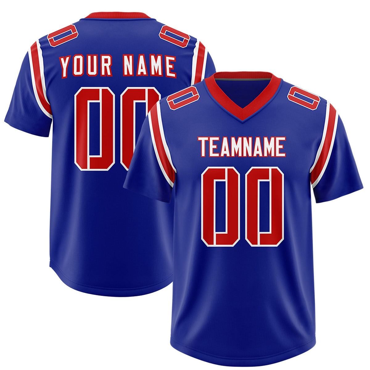 Custom Royal Personalized Shoulder Cut Two-Tone Authentic American Football Jersey