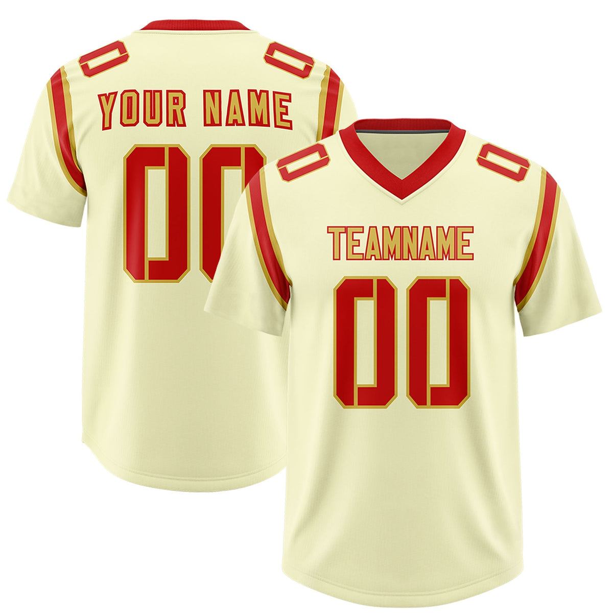 Custom Cream Personalized Shoulder Cut Two-Tone Authentic American Football Jersey
