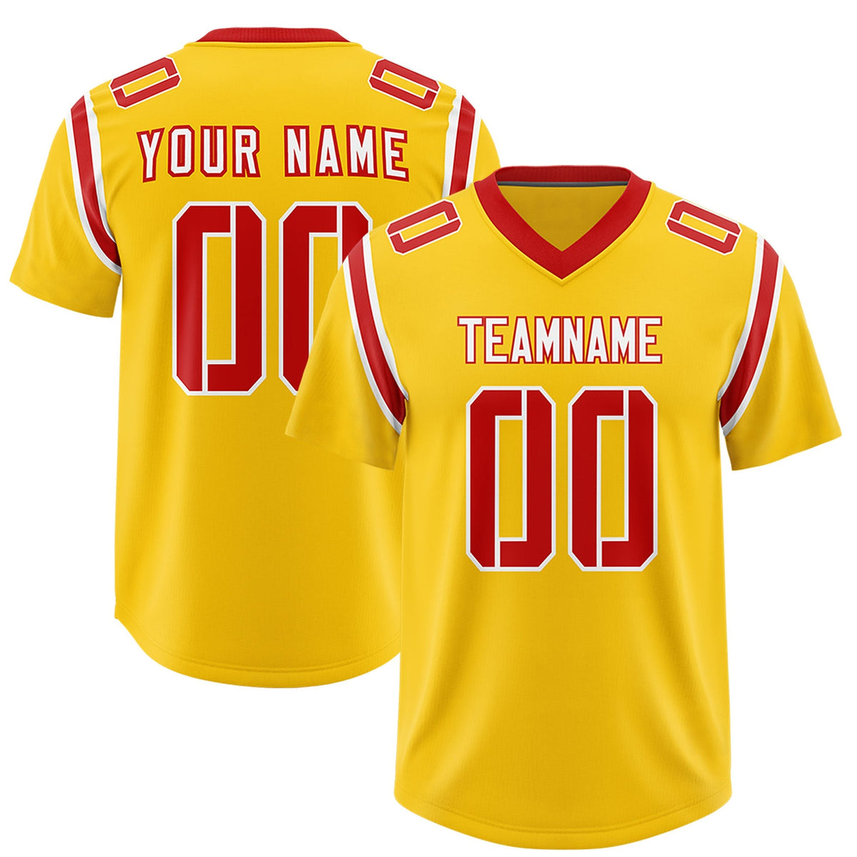 Custom Gold Personalized Shoulder Cut Two-Tone Authentic American Football Jersey