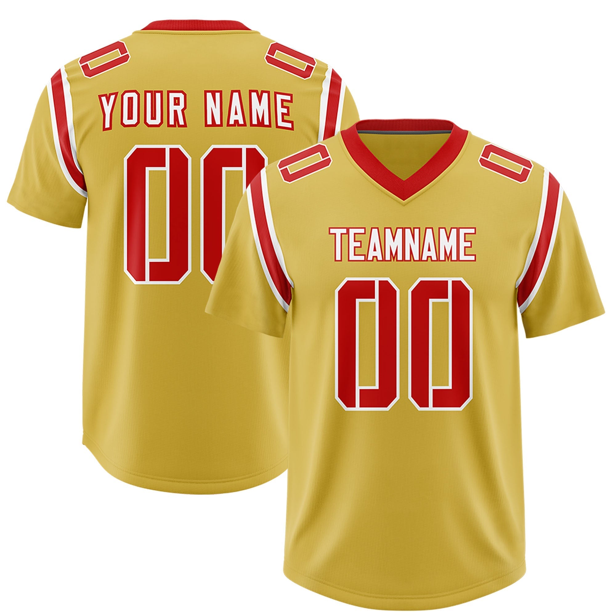 Custom Old Gold Personalized Shoulder Cut Two-Tone Authentic American Football Jersey