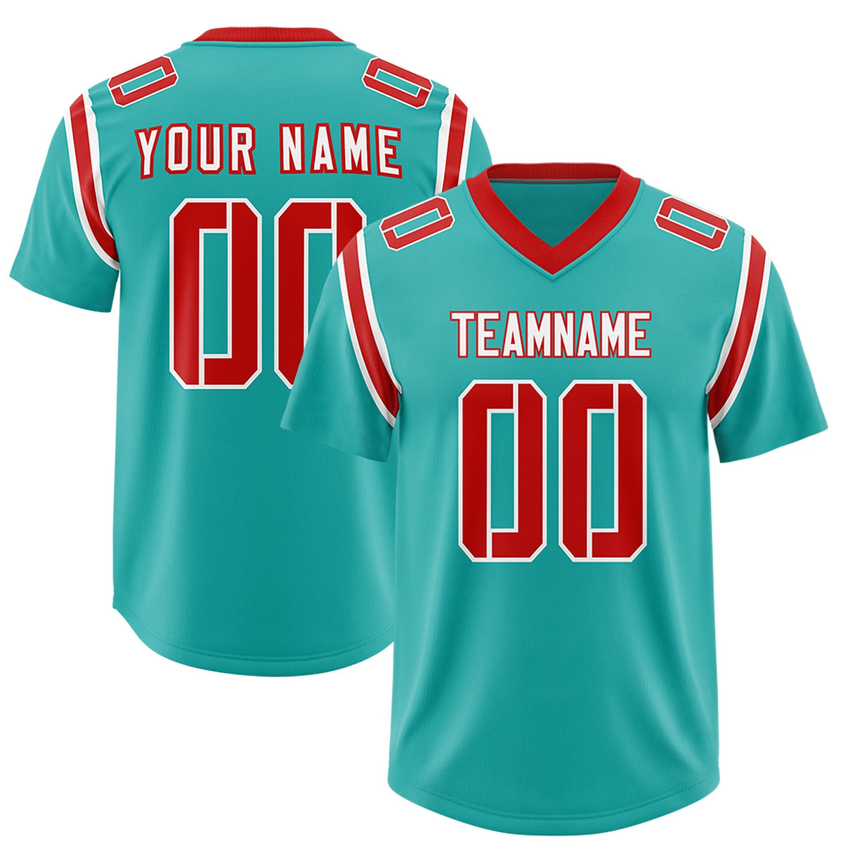 Custom Aqua Personalized Shoulder Cut Two-Tone Authentic American Football Jersey