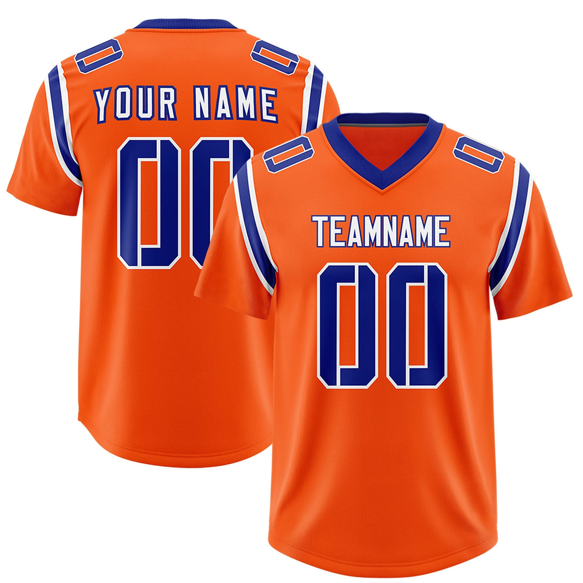 Custom Orange Personalized Shoulder Cut Two-Tone Authentic American Football Jersey
