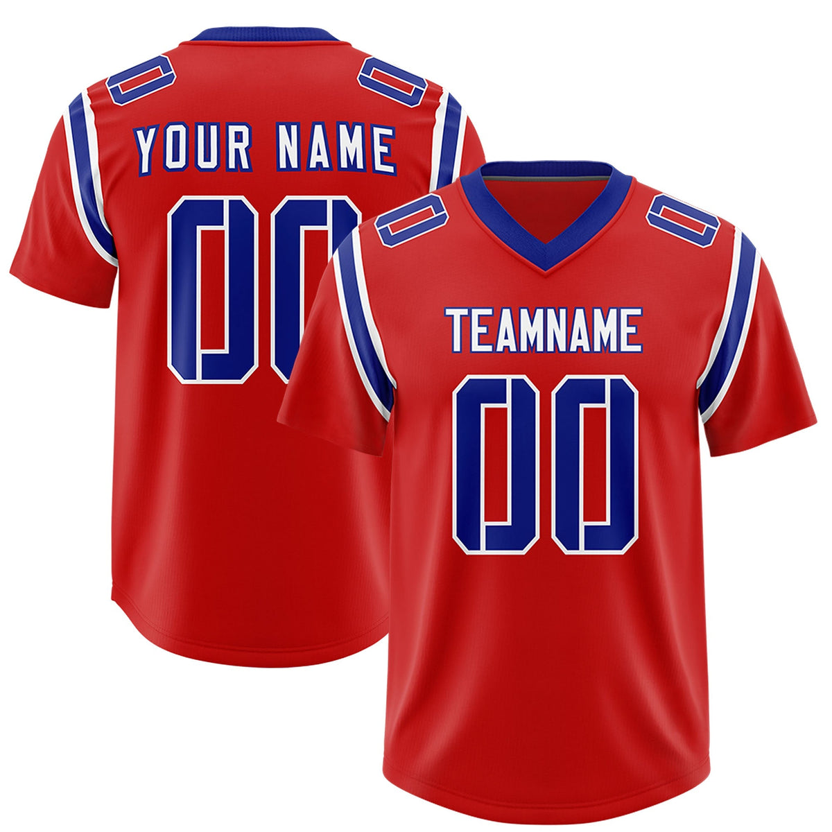 Custom Red Personalized Shoulder Cut Two-Tone Authentic American Football Jersey