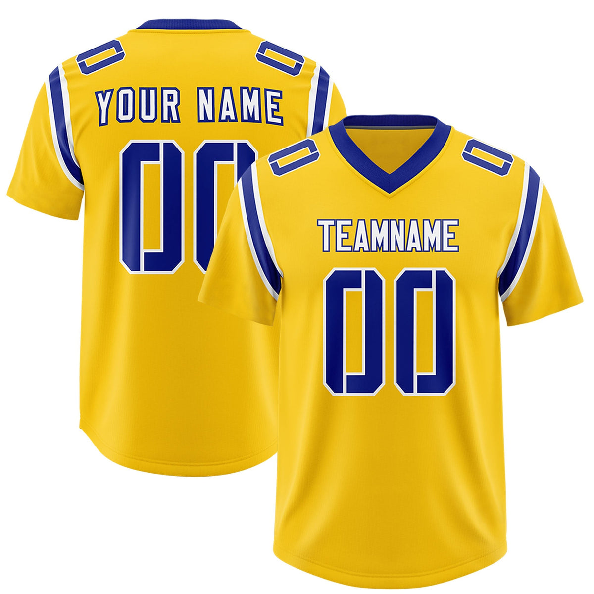 Custom Gold Personalized Shoulder Cut Two-Tone Authentic American Football Jersey