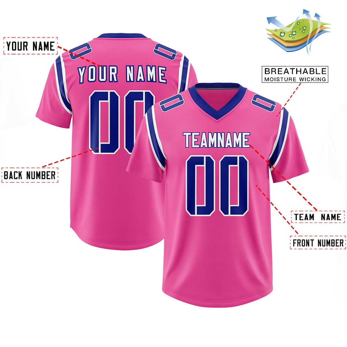 Custom Pink Personalized Shoulder Cut Two-Tone Authentic American Football Jersey