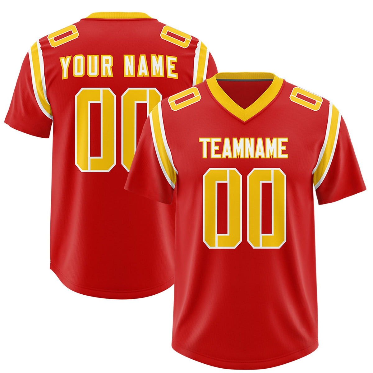 Custom Red Personalized Shoulder Cut Two-Tone Authentic American Football Jersey