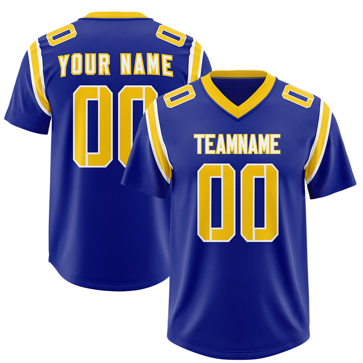 Custom Royal Personalized Shoulder Cut Two-Tone Authentic American Football Jersey