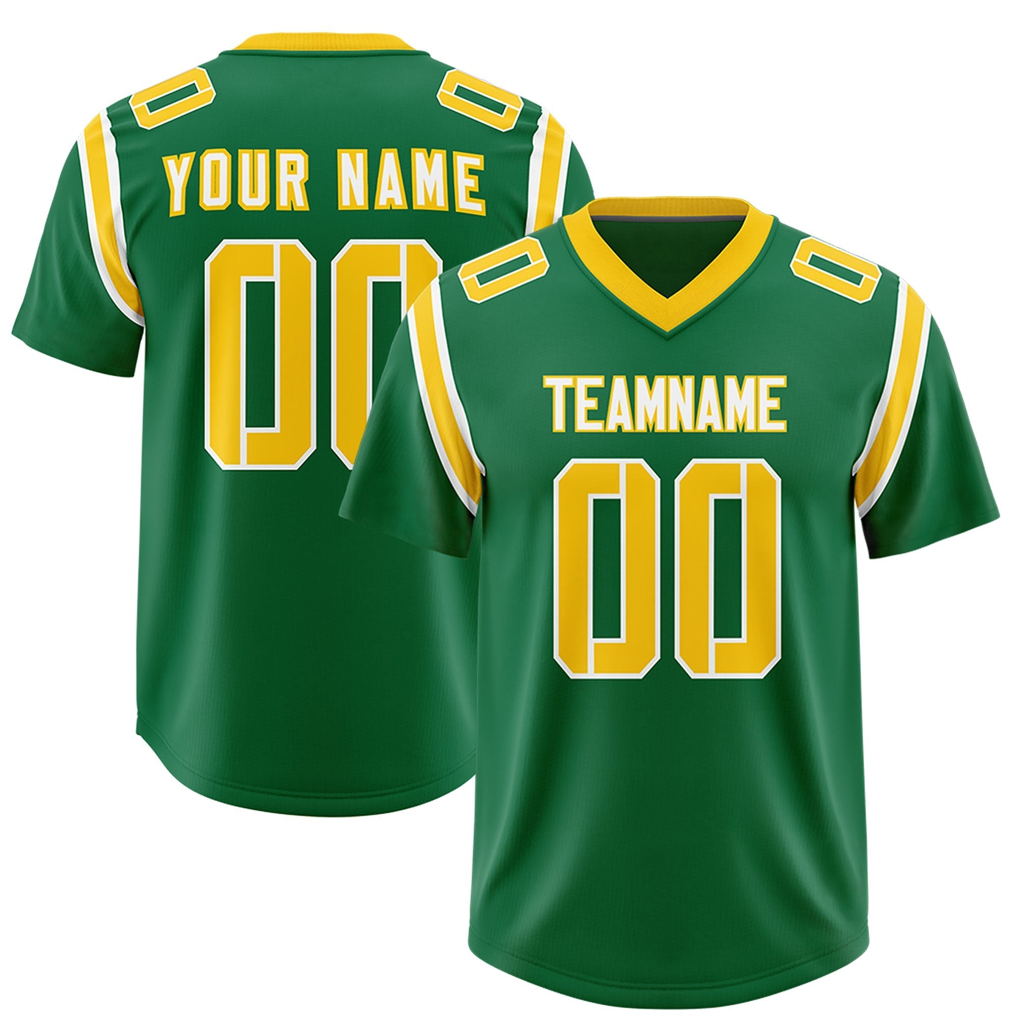 Custom Kelly Green Personalized Shoulder Cut Two-Tone Authentic American Football Jersey