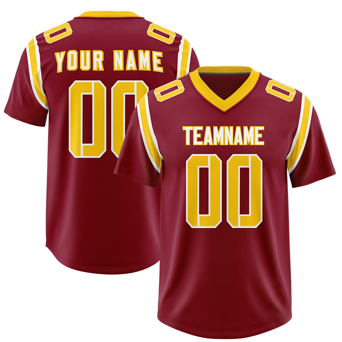Custom Crimson Personalized Shoulder Cut Two-Tone Authentic American Football Jersey