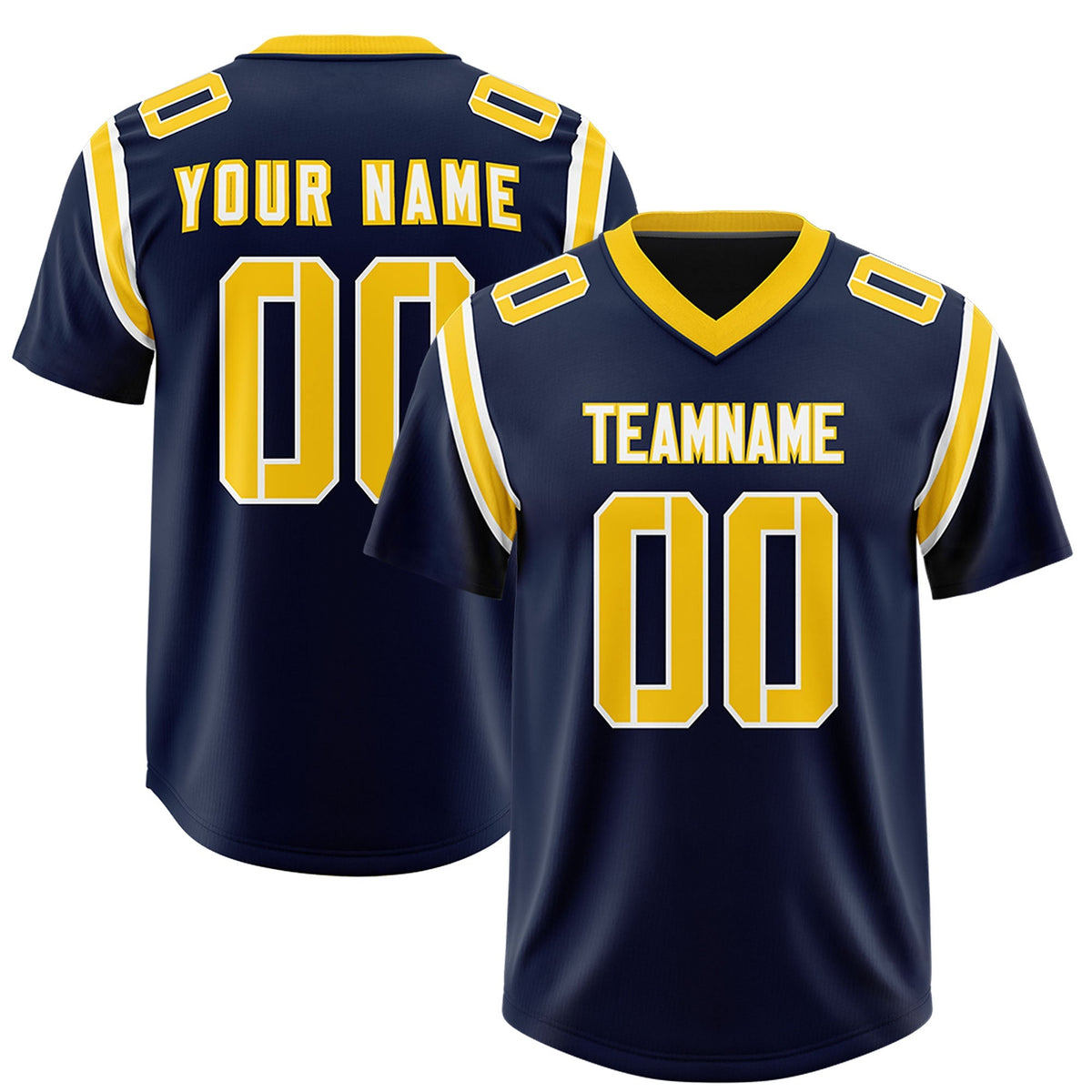 Custom Navy Personalized Shoulder Cut Two-Tone Authentic American Football Jersey