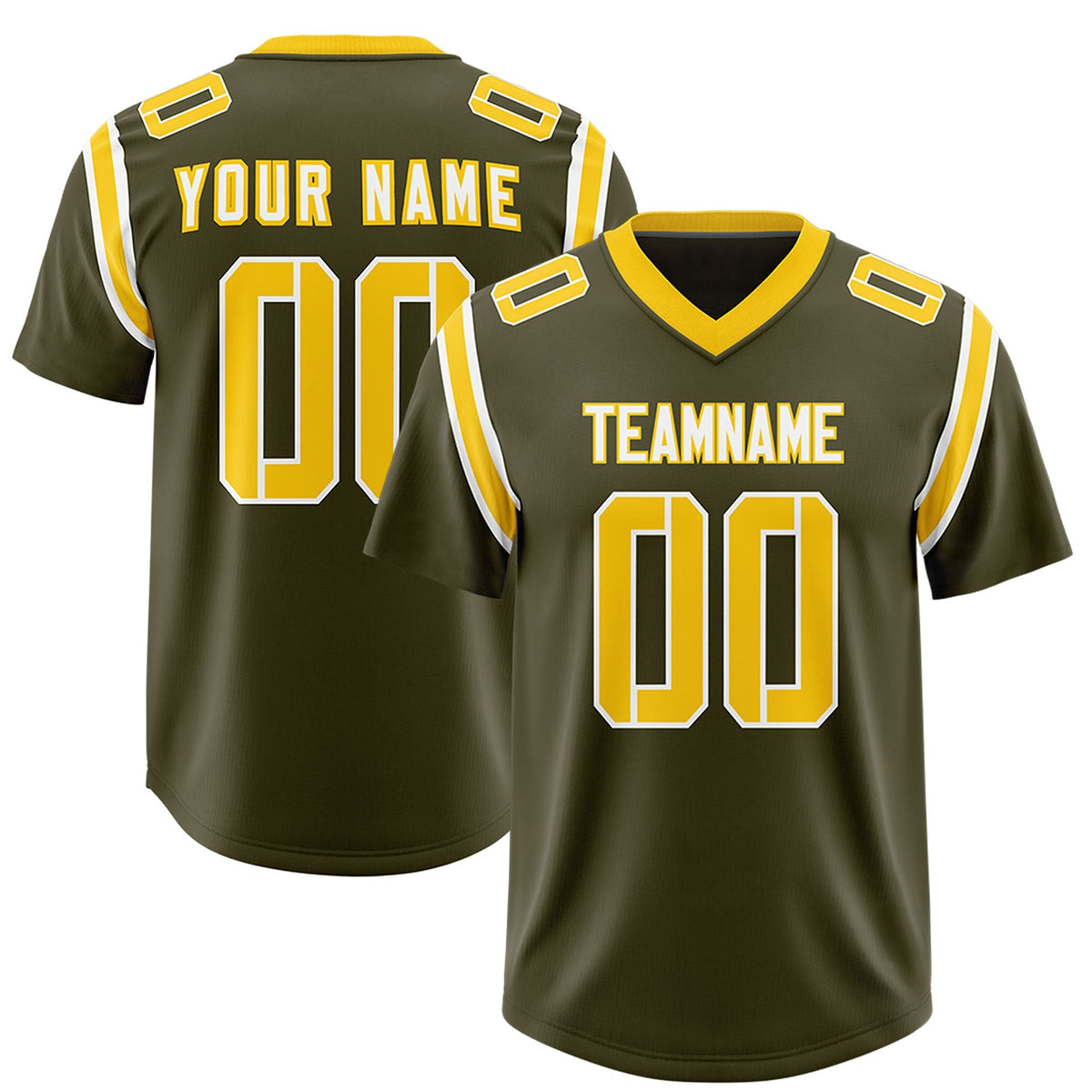 Custom Olive Personalized Shoulder Cut Two-Tone Authentic American Football Jersey