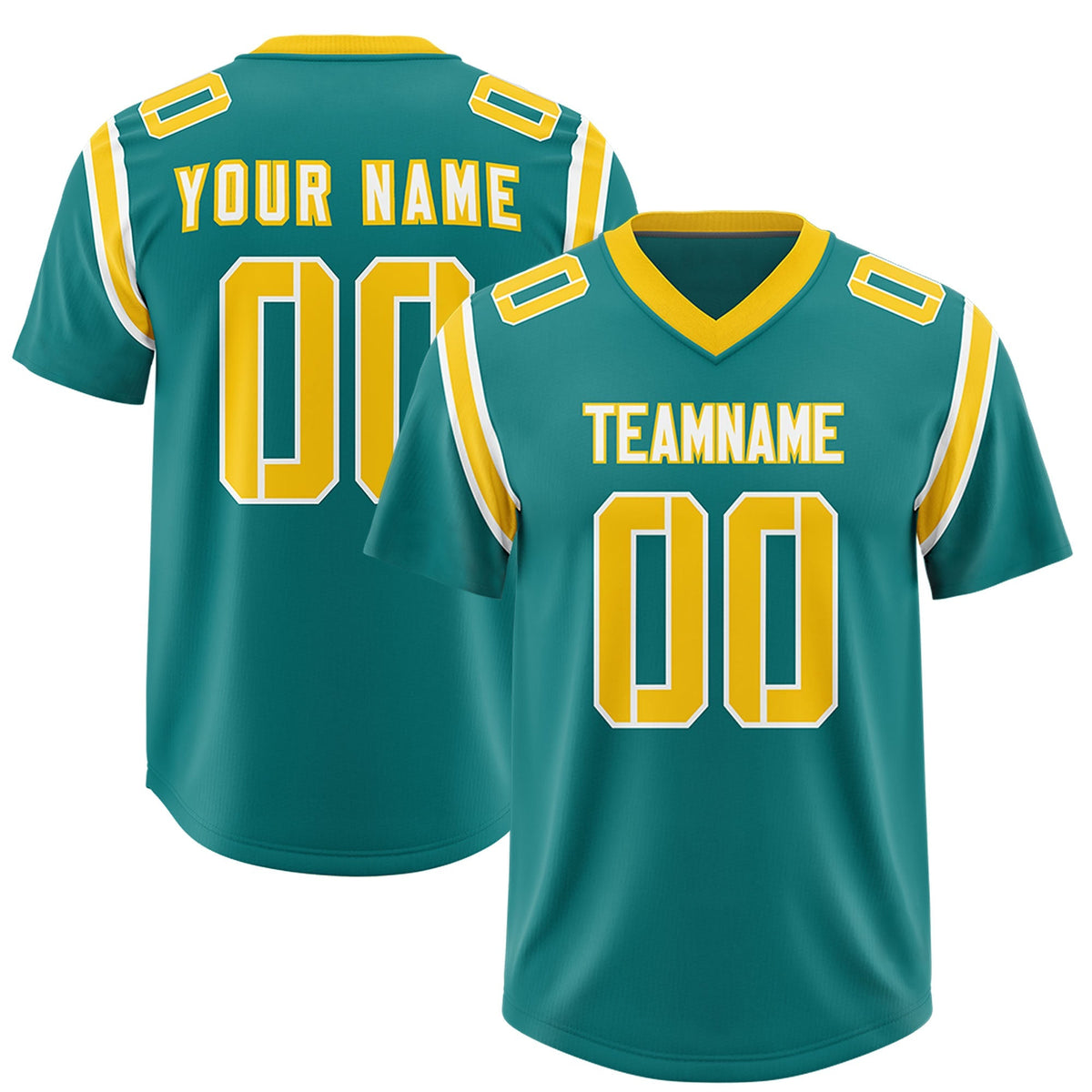 Custom Aqua Personalized Shoulder Cut Two-Tone Authentic American Football Jersey