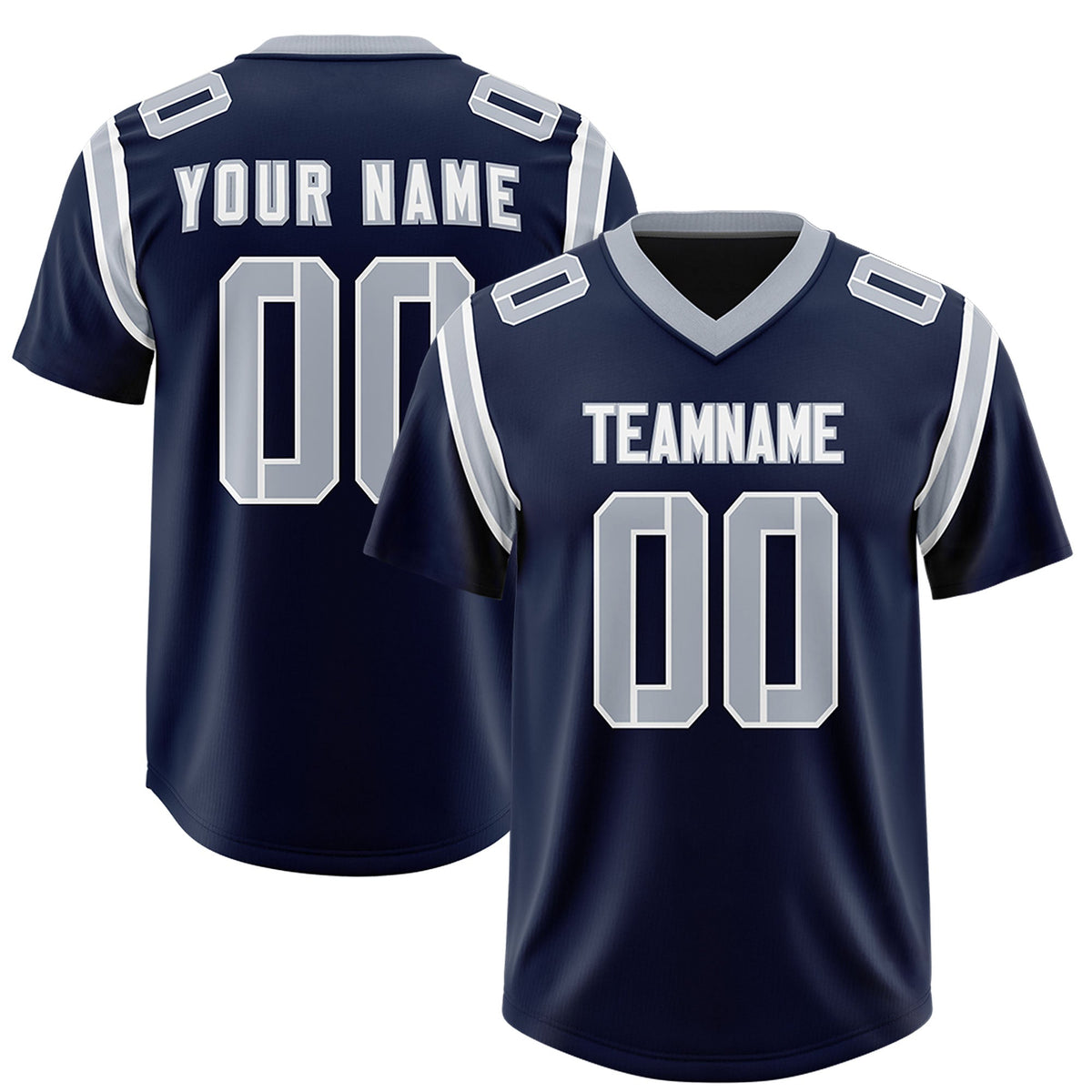 Custom Navy Personalized Shoulder Cut Two-Tone Authentic American Football Jersey