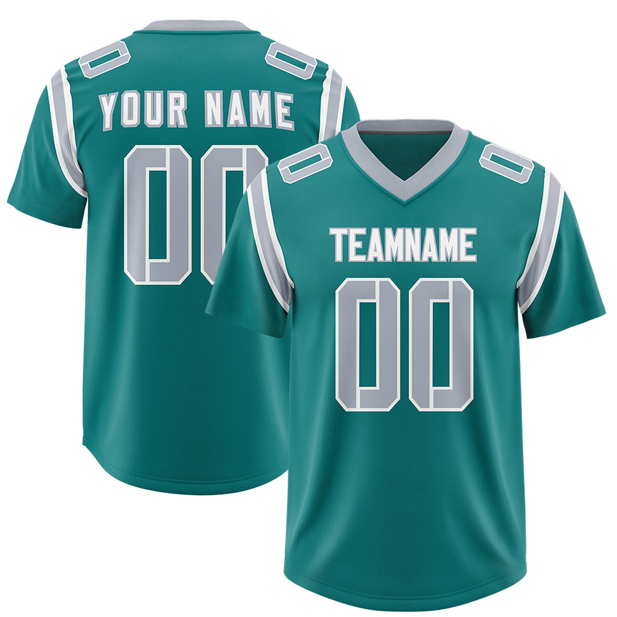 Custom Aqua Personalized Shoulder Cut Two-Tone Authentic American Football Jersey