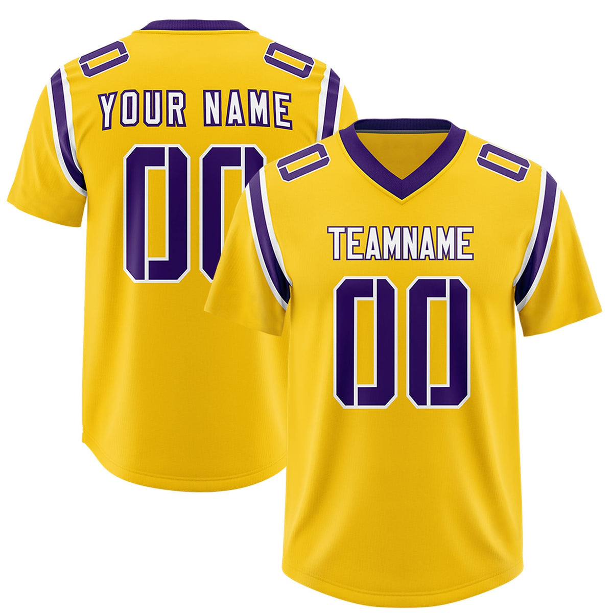 Custom Gold Personalized Shoulder Cut Two-Tone Authentic American Football Jersey