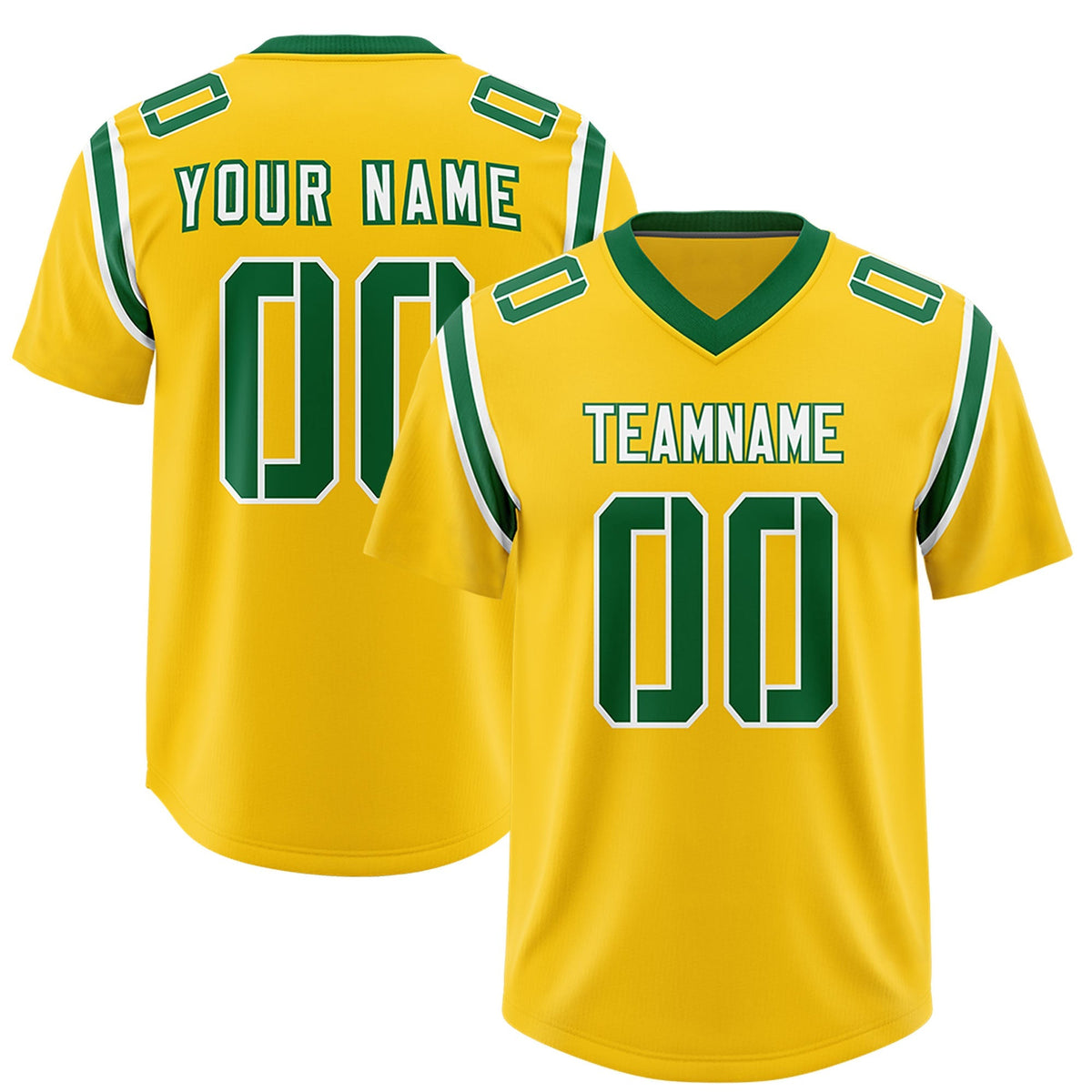 Custom Gold Personalized Shoulder Cut Two-Tone Authentic American Football Jersey