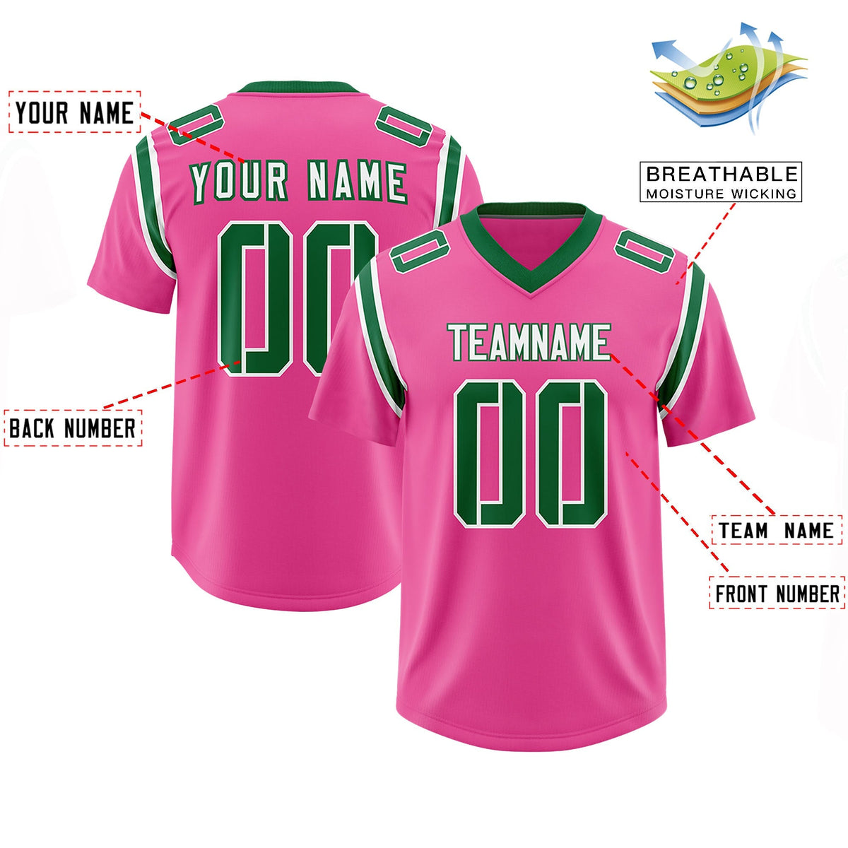 Custom Pink Personalized Shoulder Cut Two-Tone Authentic American Football Jersey