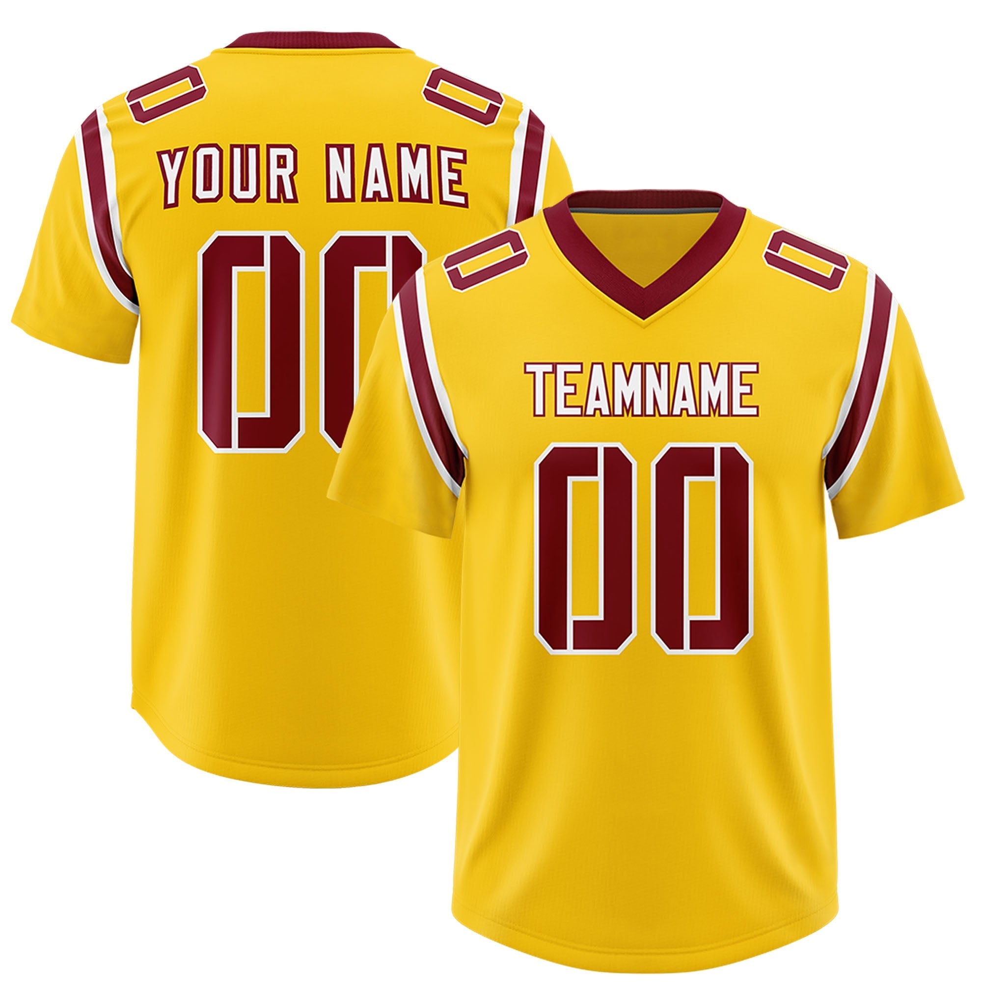 Custom Gold Personalized Shoulder Cut Two-Tone Authentic American Football Jersey