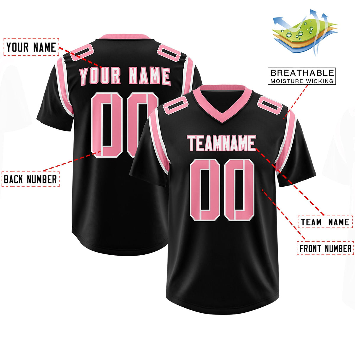 Custom Black Personalized Shoulder Cut Two-Tone Authentic American Football Jersey