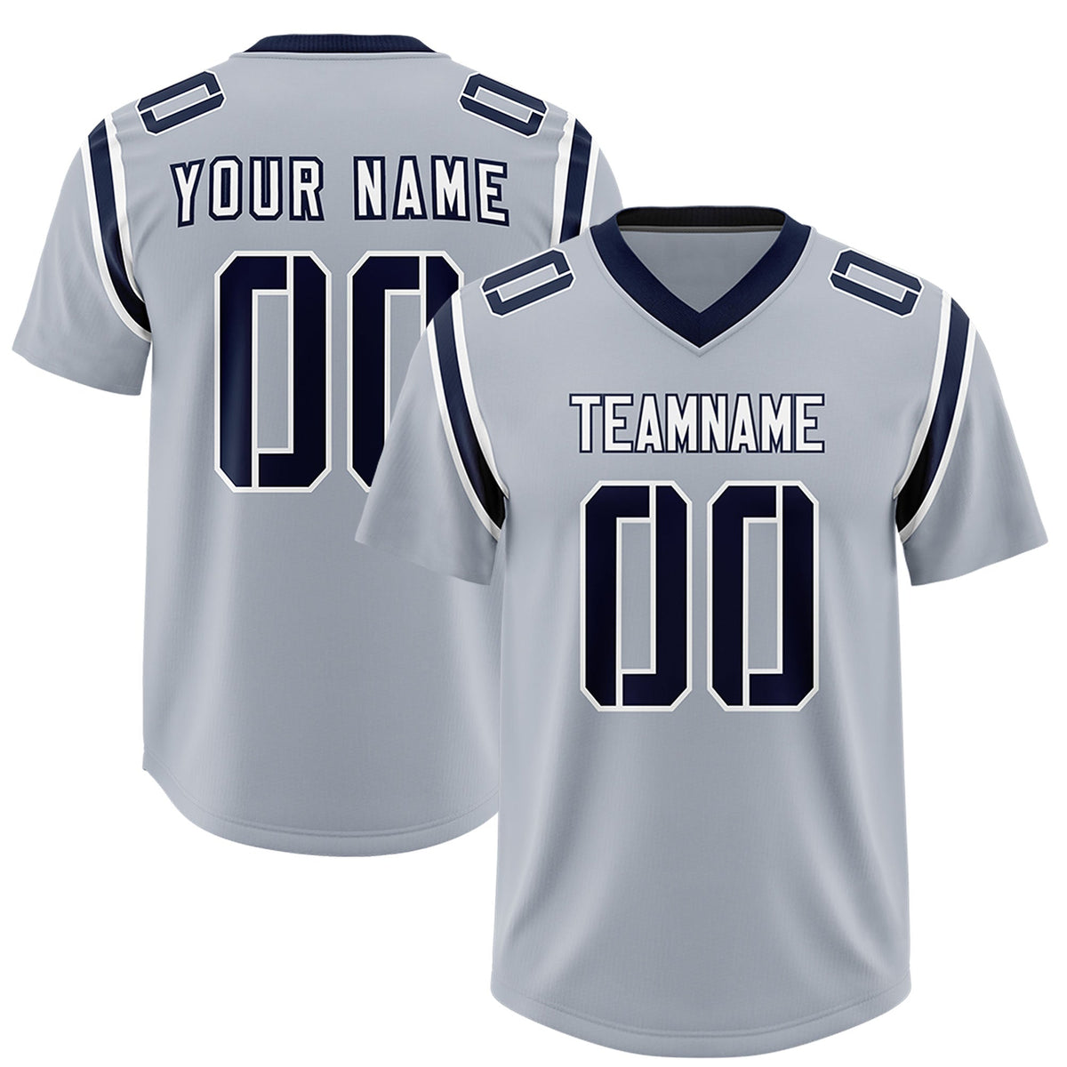 Custom Silver Personalized Shoulder Cut Two-Tone Authentic American Football Jersey
