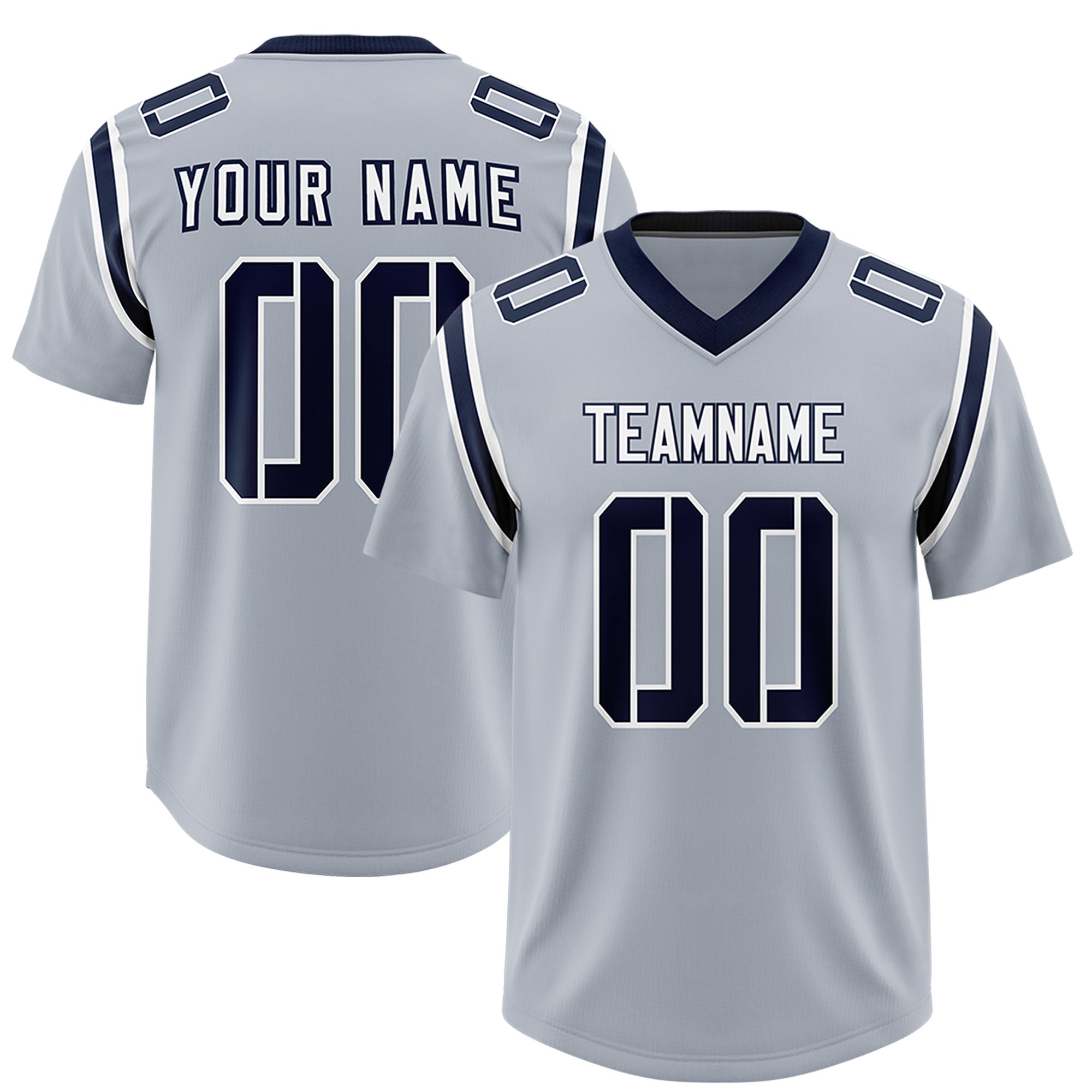 Custom Silver Personalized Shoulder Cut Two-Tone Authentic American Football Jersey