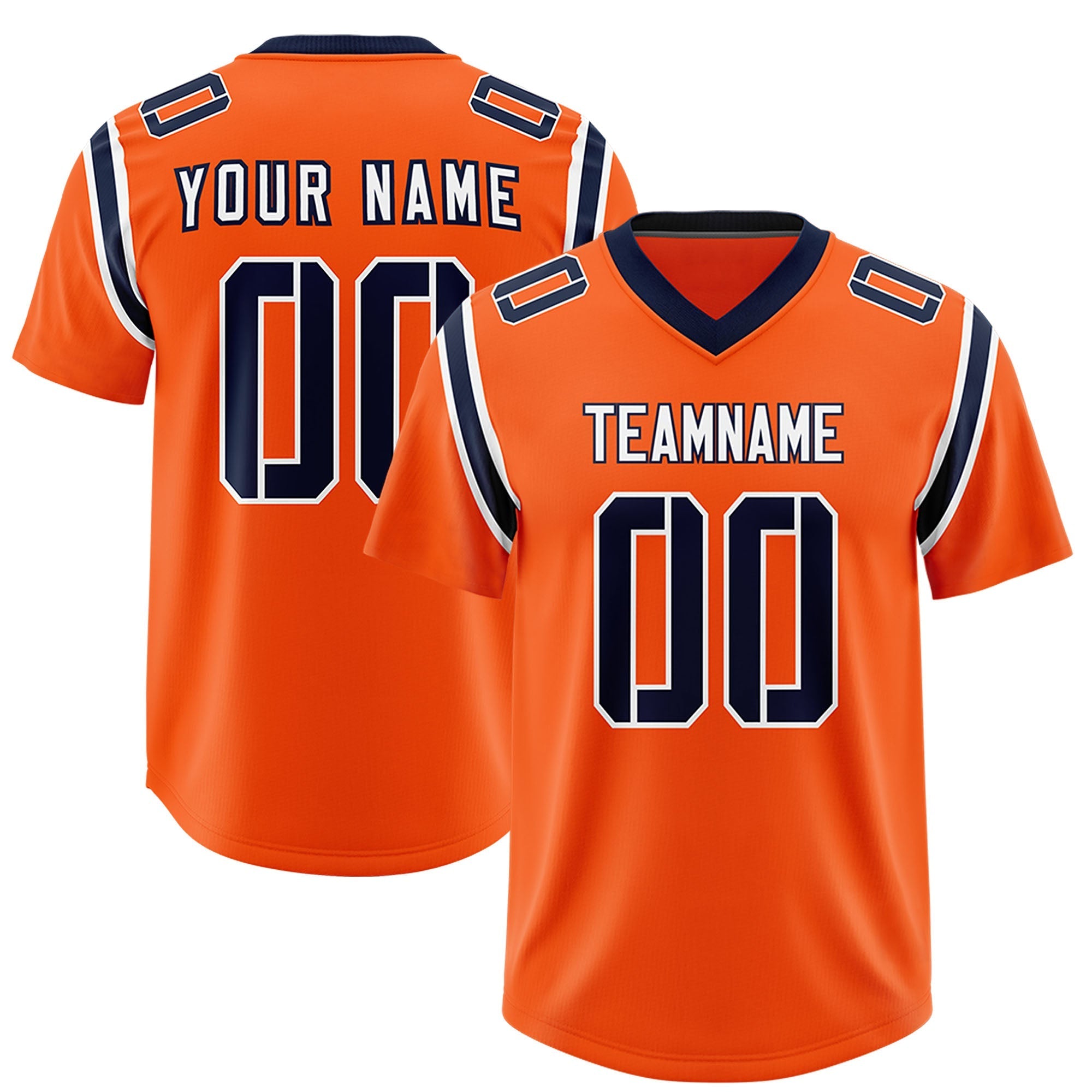 Custom Orange Personalized Shoulder Cut Two-Tone Authentic American Football Jersey