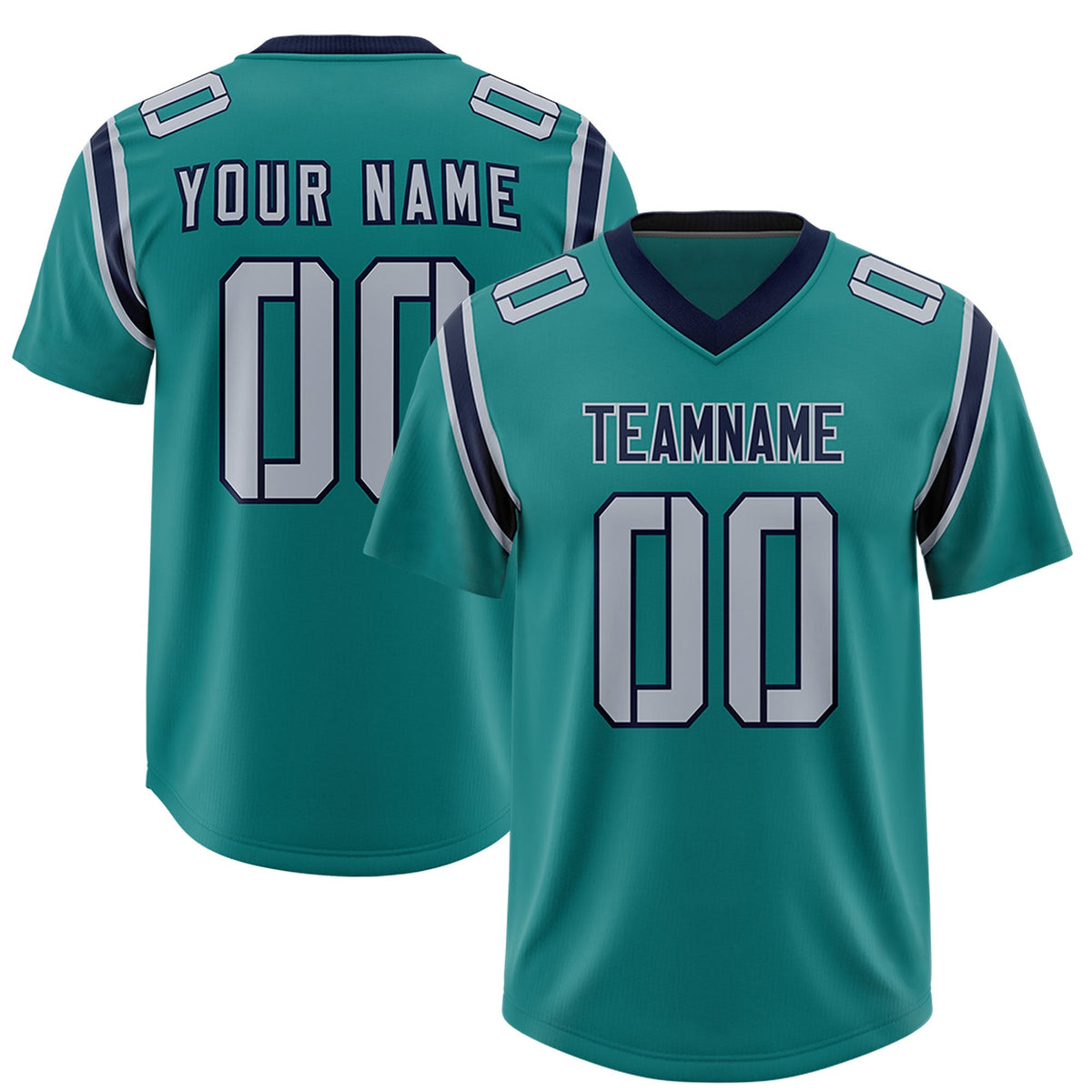 Custom Aqua Personalized Shoulder Cut Two-Tone Authentic American Football Jersey