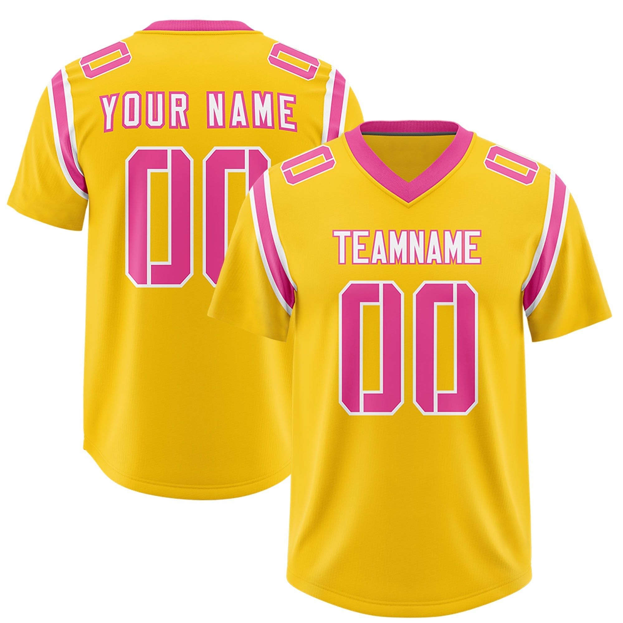 Custom Gold Personalized Shoulder Cut Two-Tone Authentic American Football Jersey