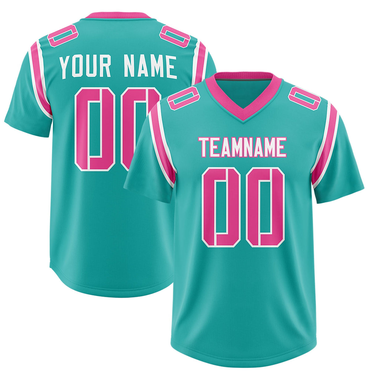 Custom Aqua Personalized Shoulder Cut Two-Tone Authentic American Football Jersey