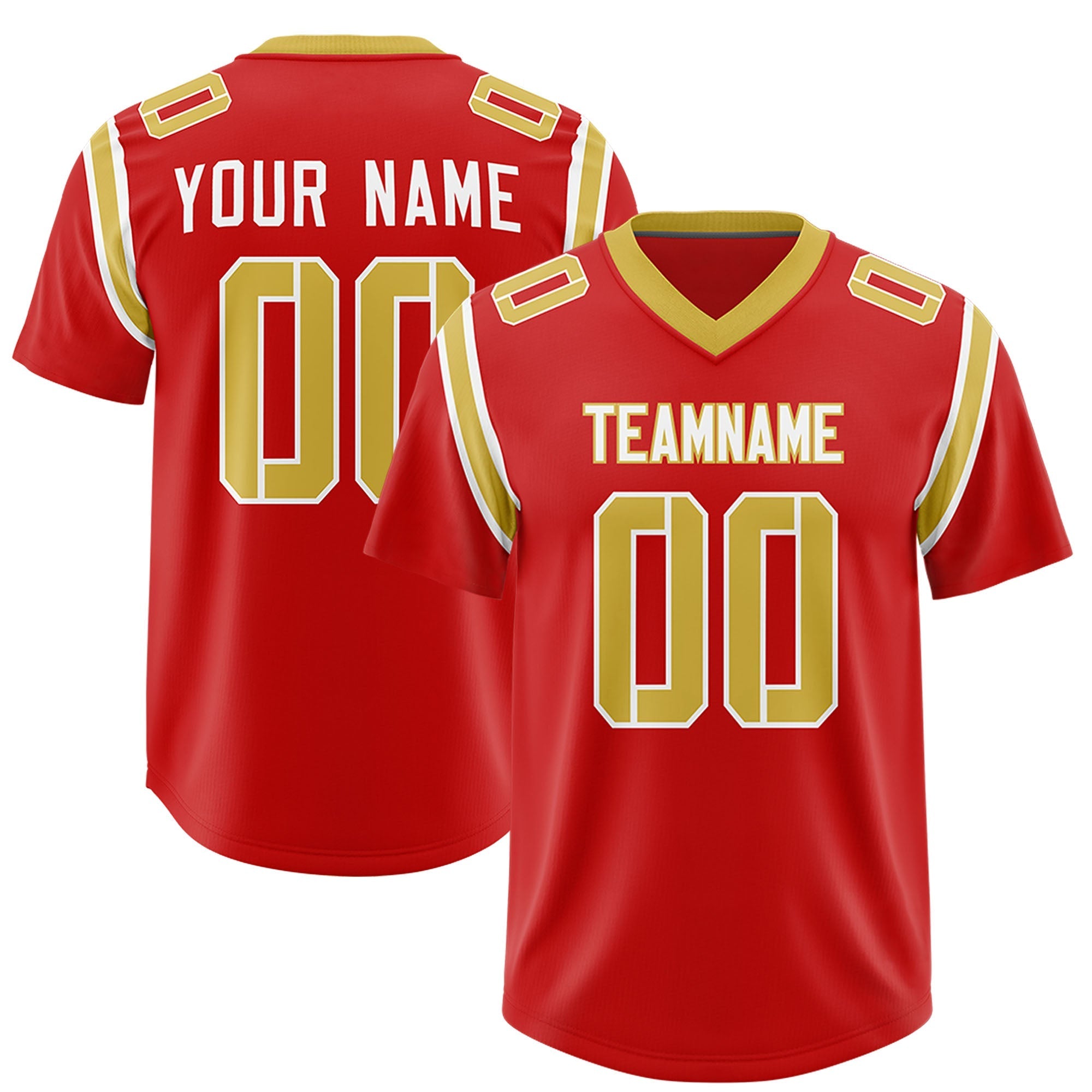Custom Red Personalized Shoulder Cut Two-Tone Authentic American Football Jersey