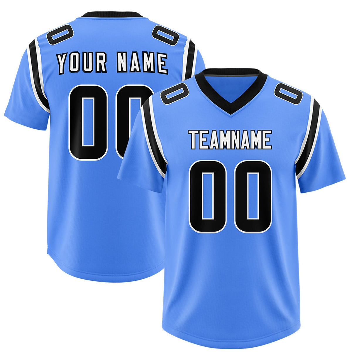 Custom Powder Blue Personalized Shoulder Cut Two-Tone Authentic American Football Jersey