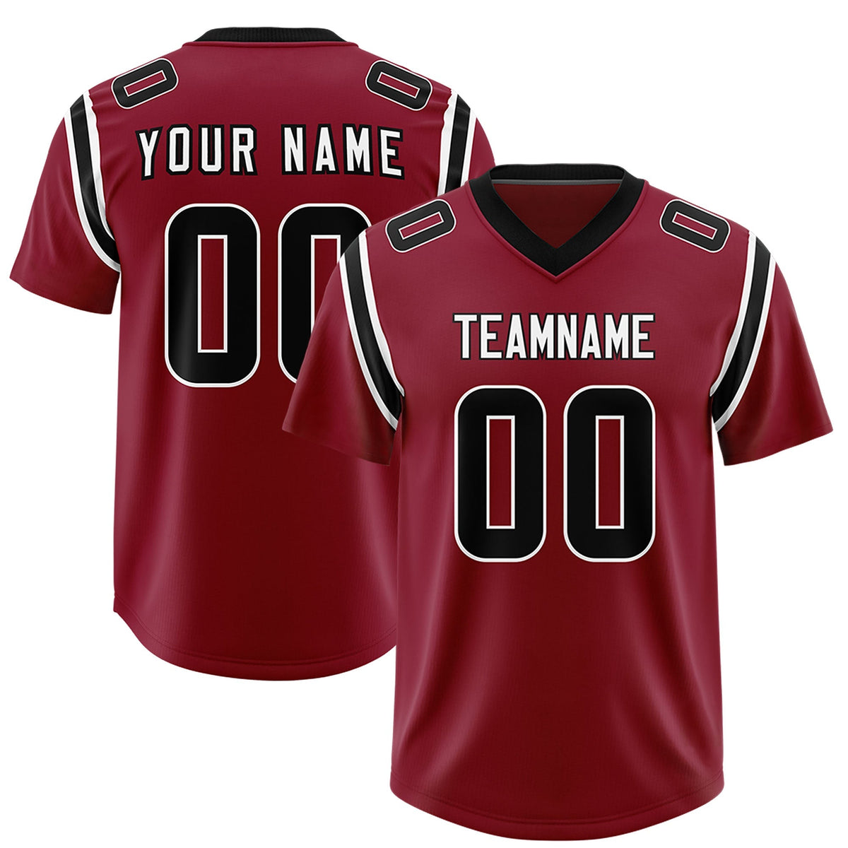 Custom Crimson Personalized Shoulder Cut Two-Tone Authentic American Football Jersey