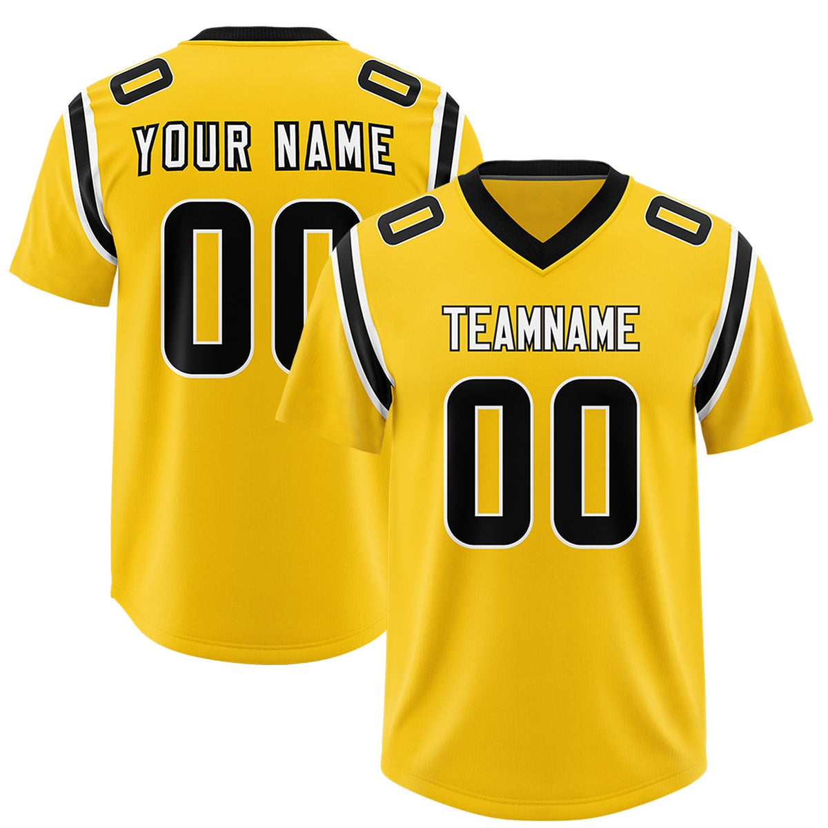 Custom Gold Personalized Shoulder Cut Two-Tone Authentic American Football Jersey