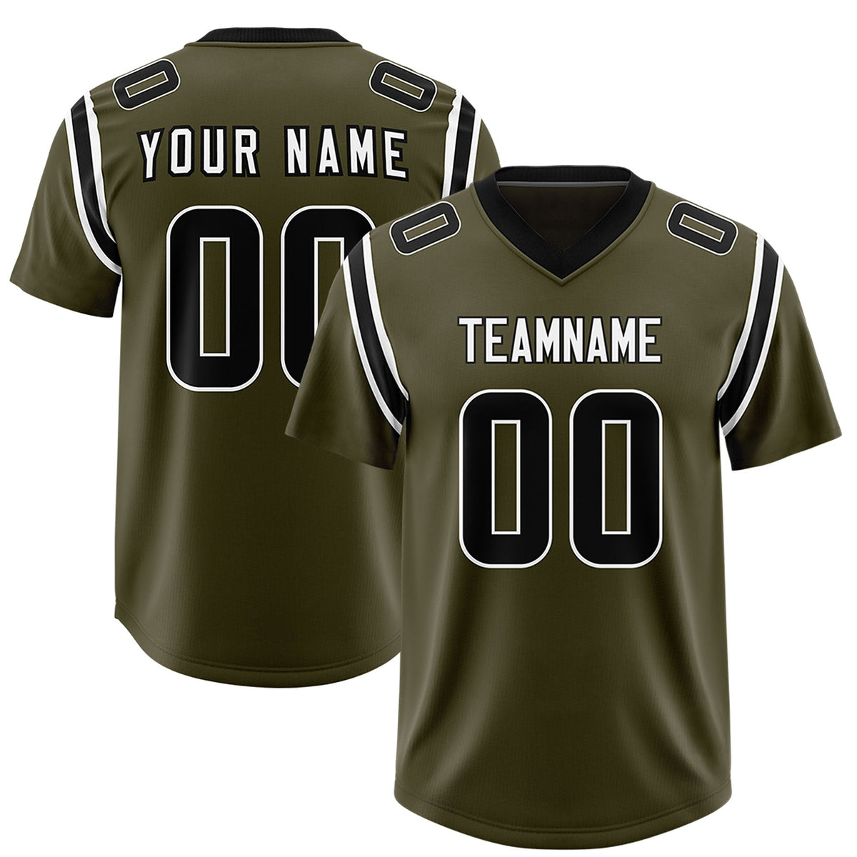 Custom Olive Personalized Shoulder Cut Two-Tone Authentic American Football Jersey