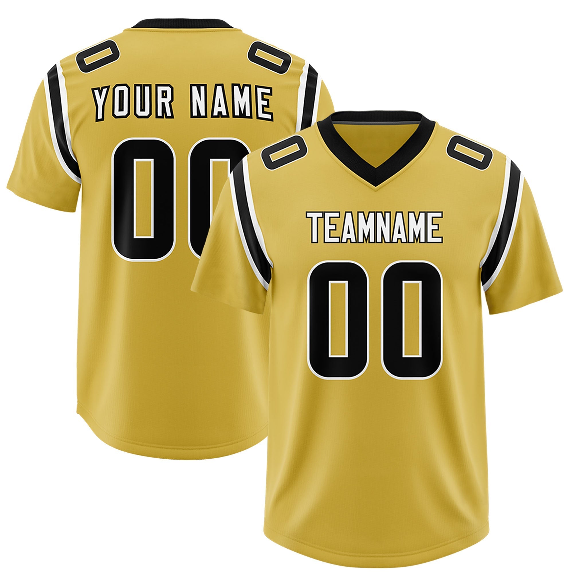 Custom Old Gold Personalized Shoulder Cut Two-Tone Authentic American Football Jersey