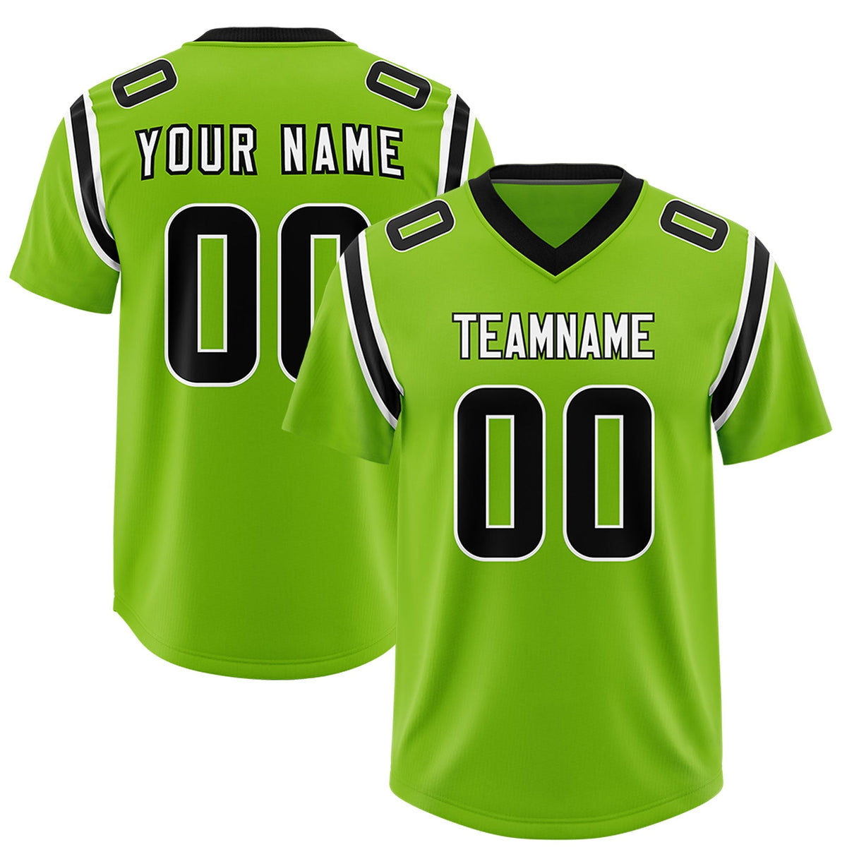 Custom Neon Green Personalized Shoulder Cut Two-Tone Authentic American Football Jersey