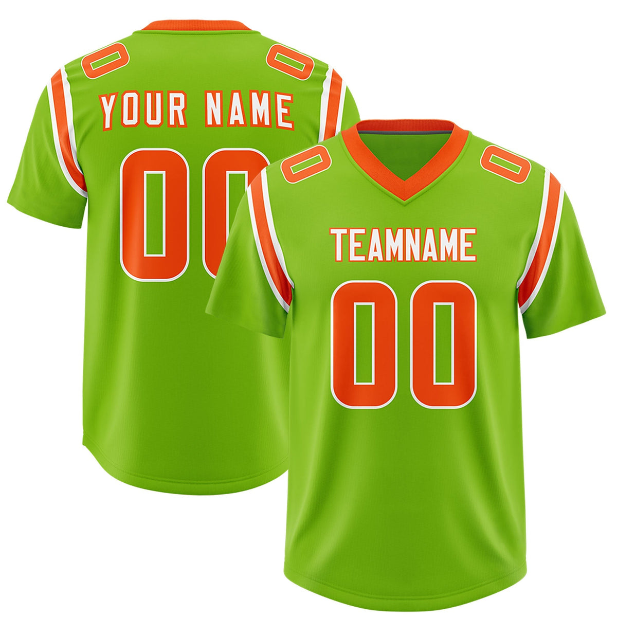 Custom Neon Green Personalized Shoulder Cut Two-Tone Authentic American Football Jersey