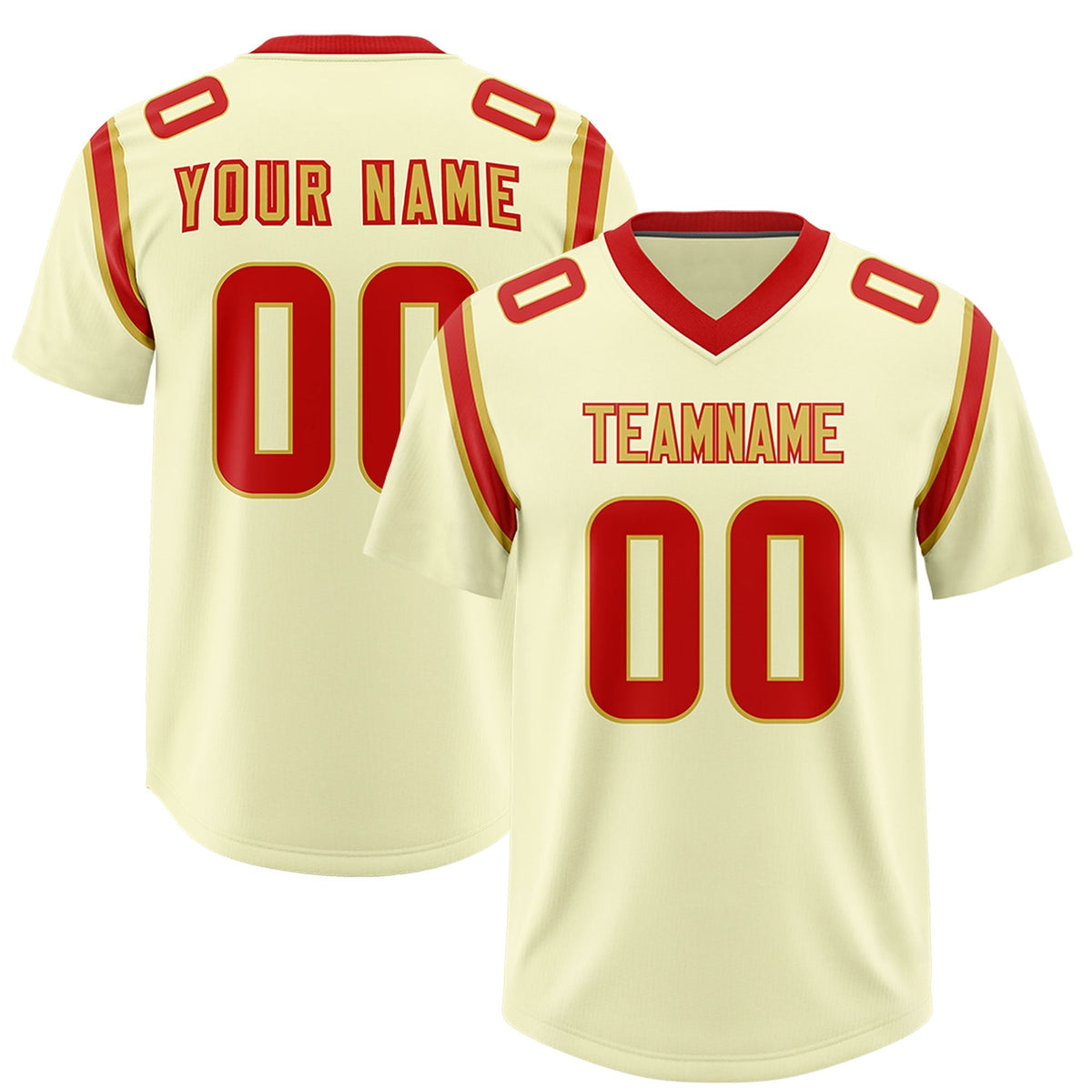 Custom Cream Personalized Shoulder Cut Two-Tone Authentic American Football Jersey