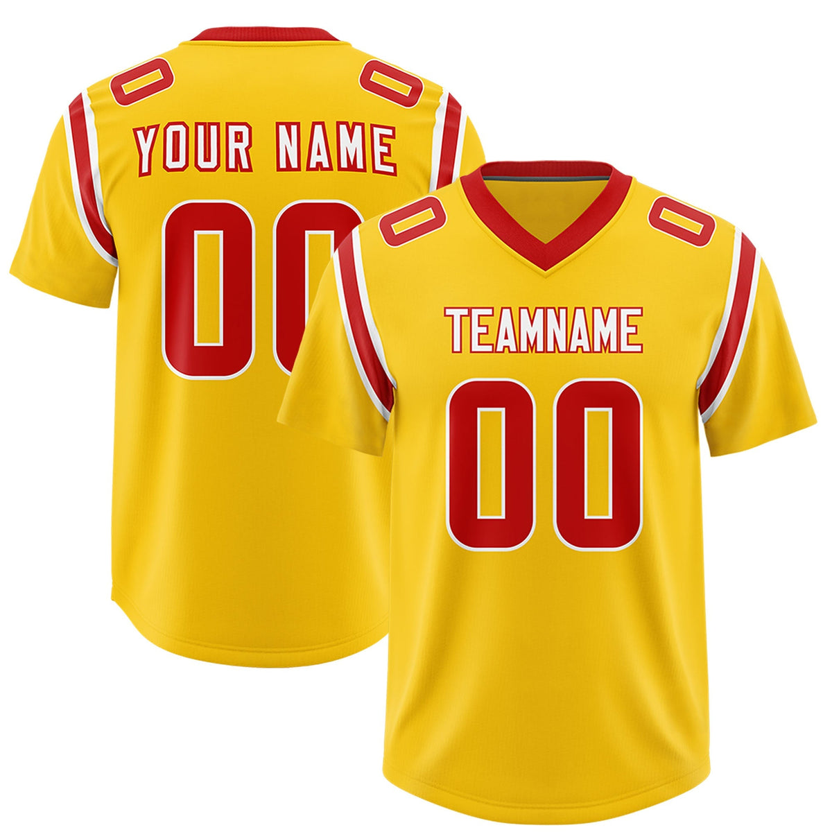 Custom Gold Personalized Shoulder Cut Two-Tone Authentic American Football Jersey