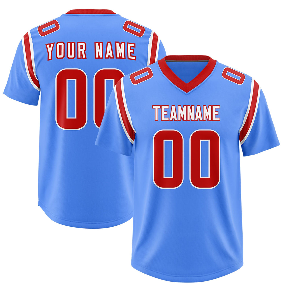 Custom Powder Blue Personalized Shoulder Cut Two-Tone Authentic American Football Jersey