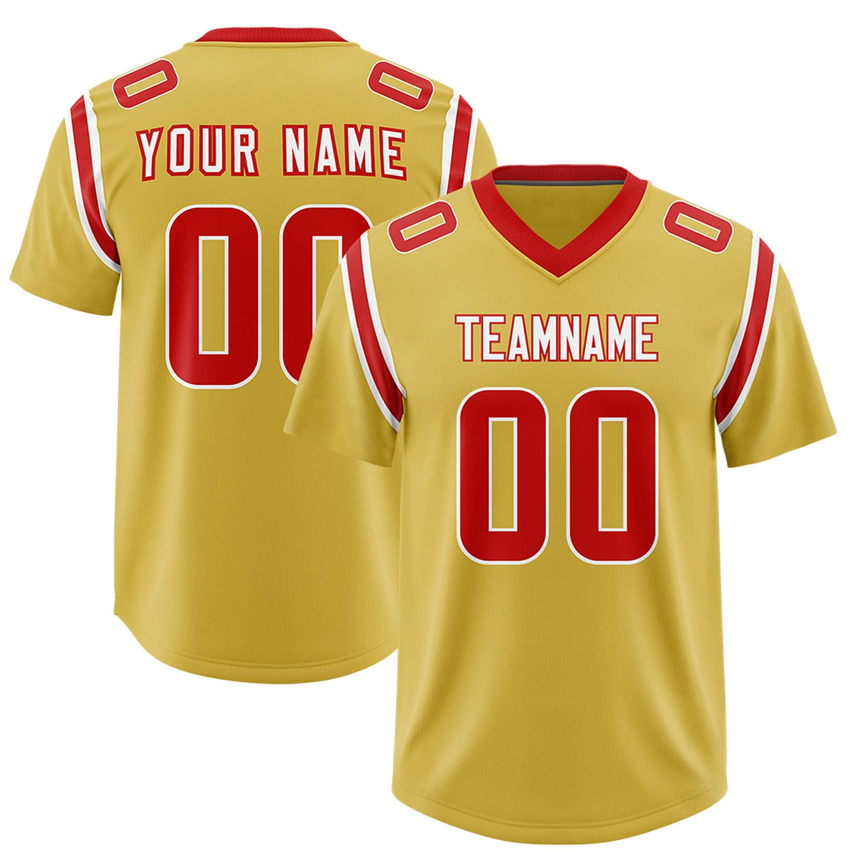 Custom Old Gold Personalized Shoulder Cut Two-Tone Authentic American Football Jersey