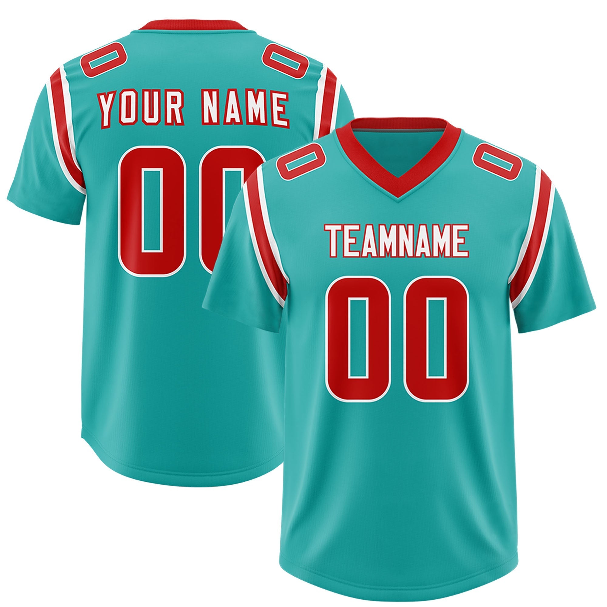 Custom Aqua Personalized Shoulder Cut Two-Tone Authentic American Football Jersey