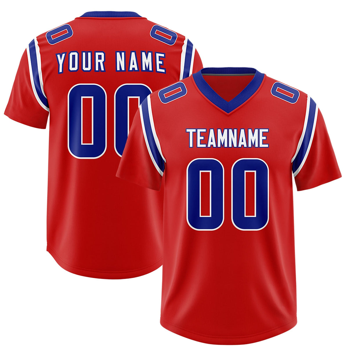 Custom Red Personalized Shoulder Cut Two-Tone Authentic American Football Jersey