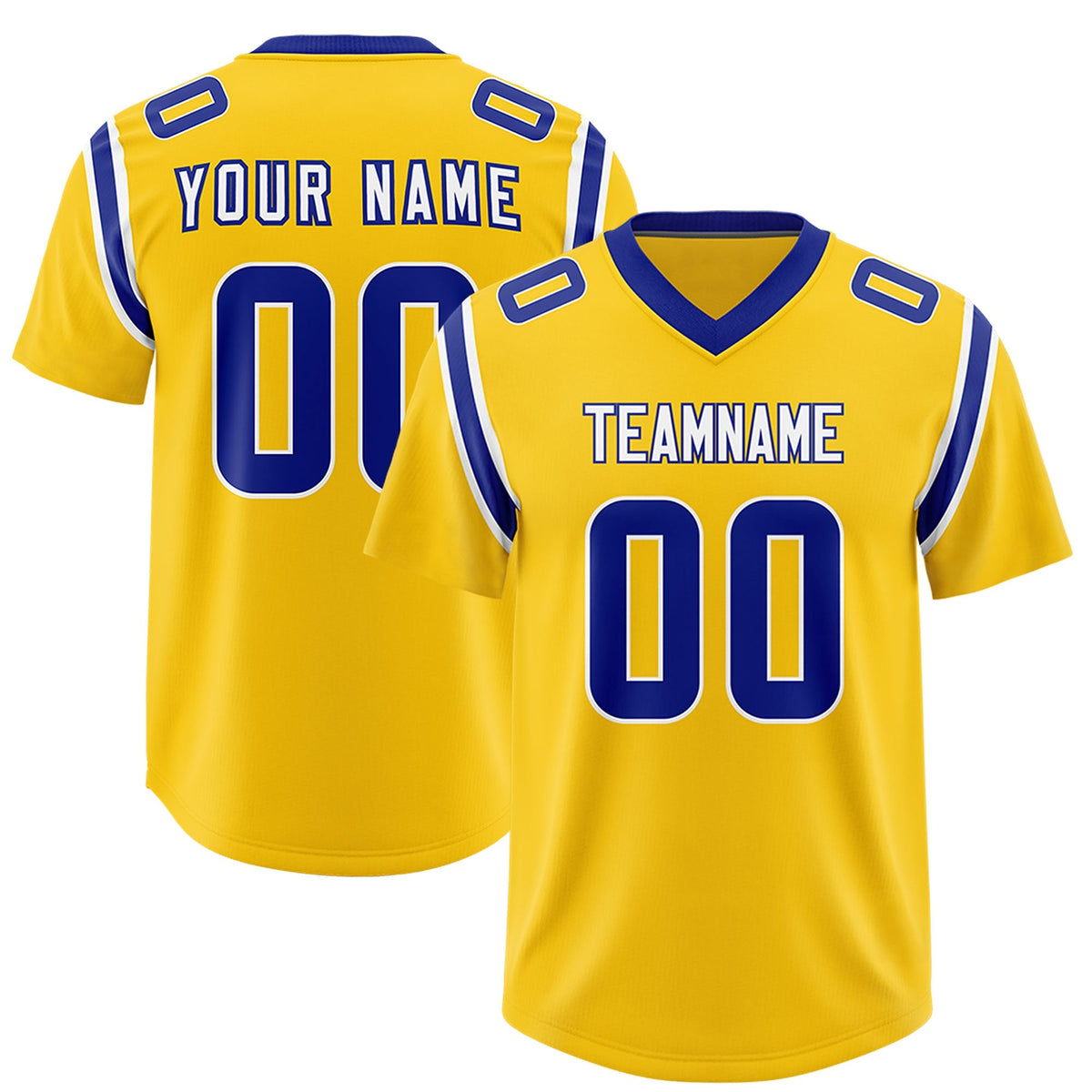 Custom Gold Personalized Shoulder Cut Two-Tone Authentic American Football Jersey