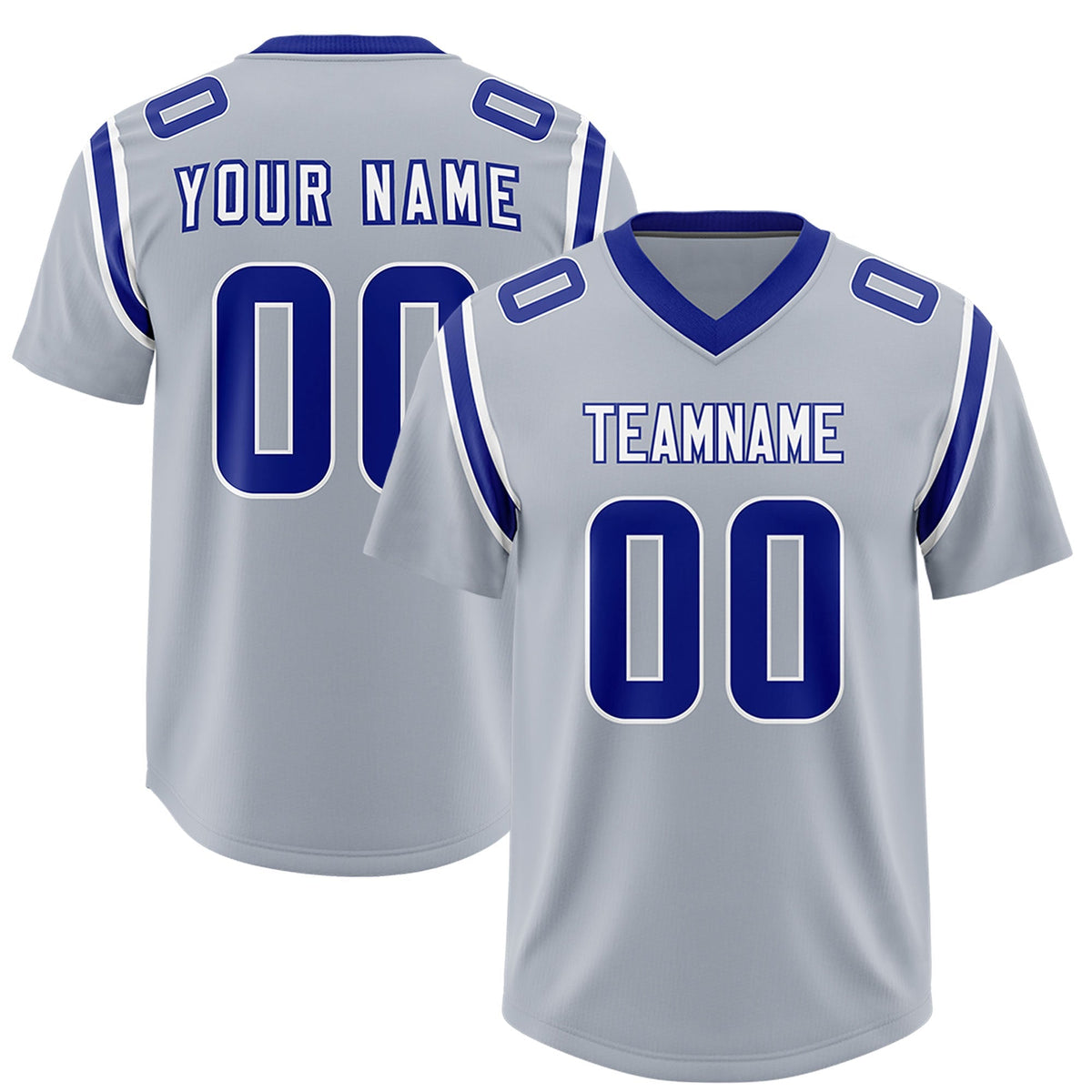 Custom Silver Personalized Shoulder Cut Two-Tone Authentic American Football Jersey