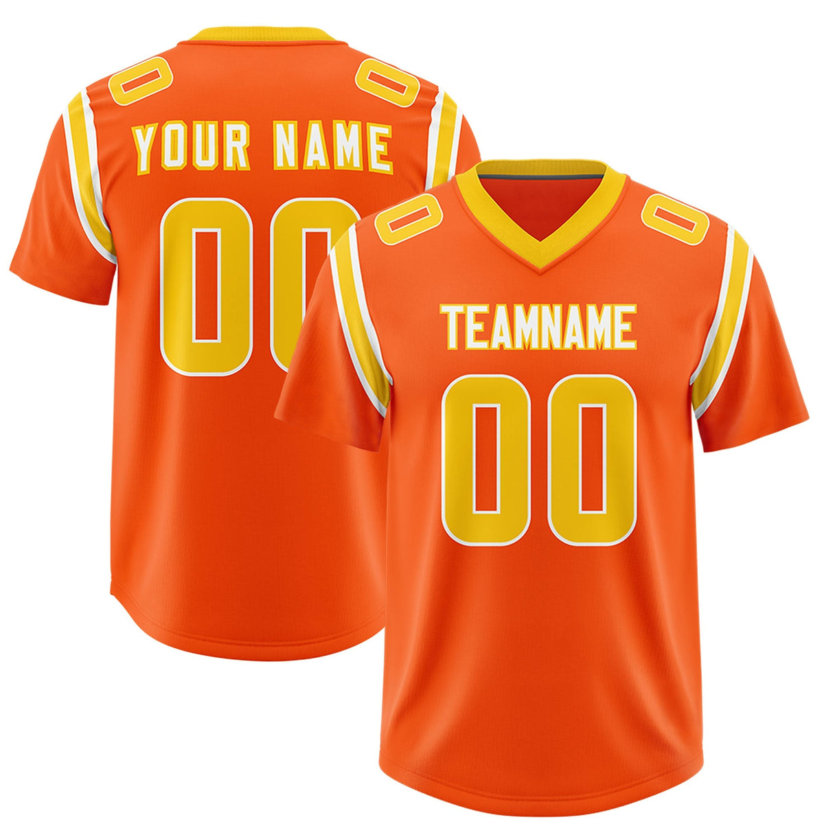 Custom Orange Personalized Shoulder Cut Two-Tone Authentic American Football Jersey