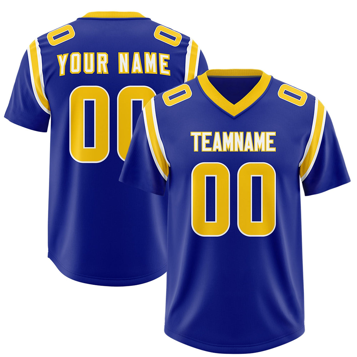 Custom Royal Personalized Shoulder Cut Two-Tone Authentic American Football Jersey