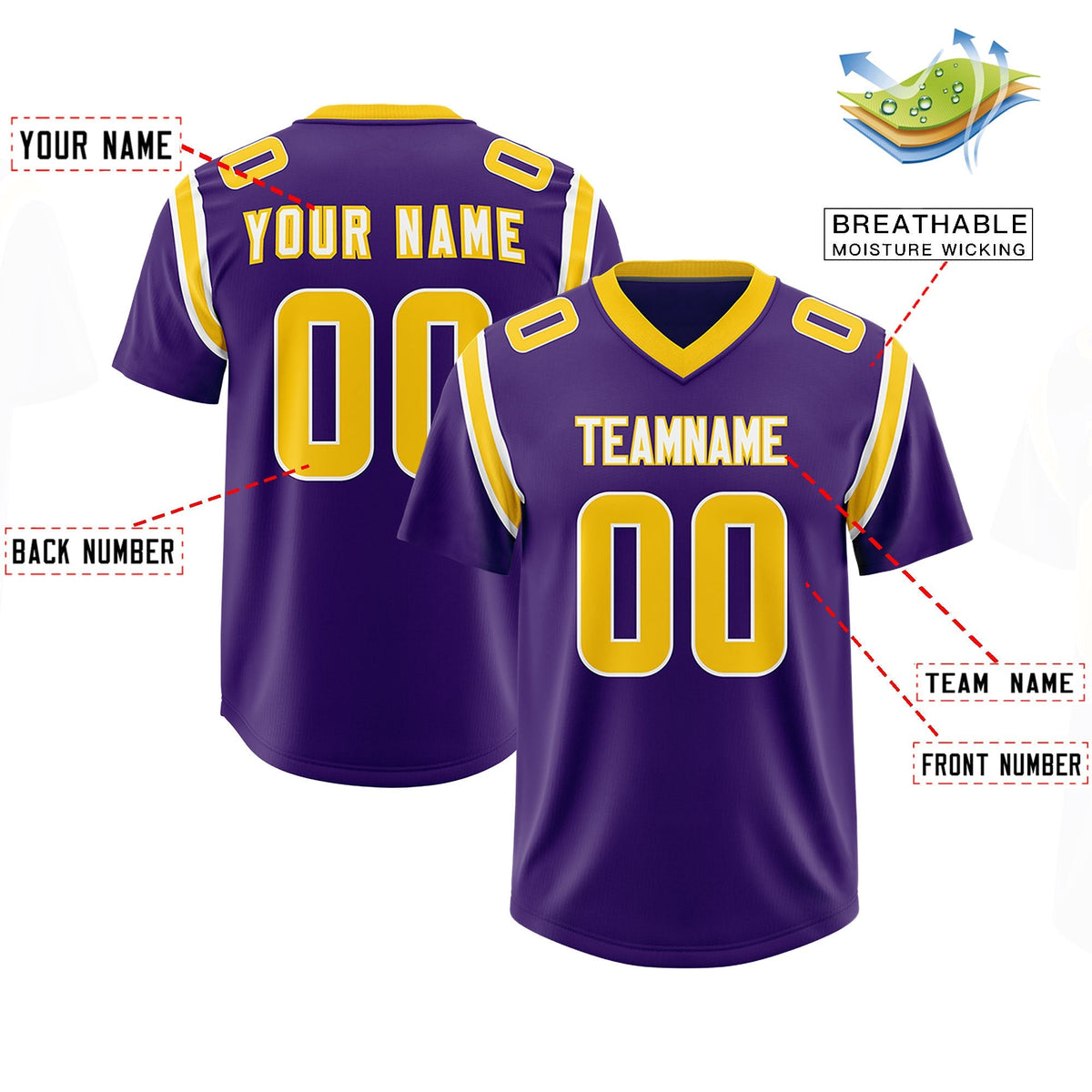 Custom Purple Personalized Shoulder Cut Two-Tone Authentic American Football Jersey