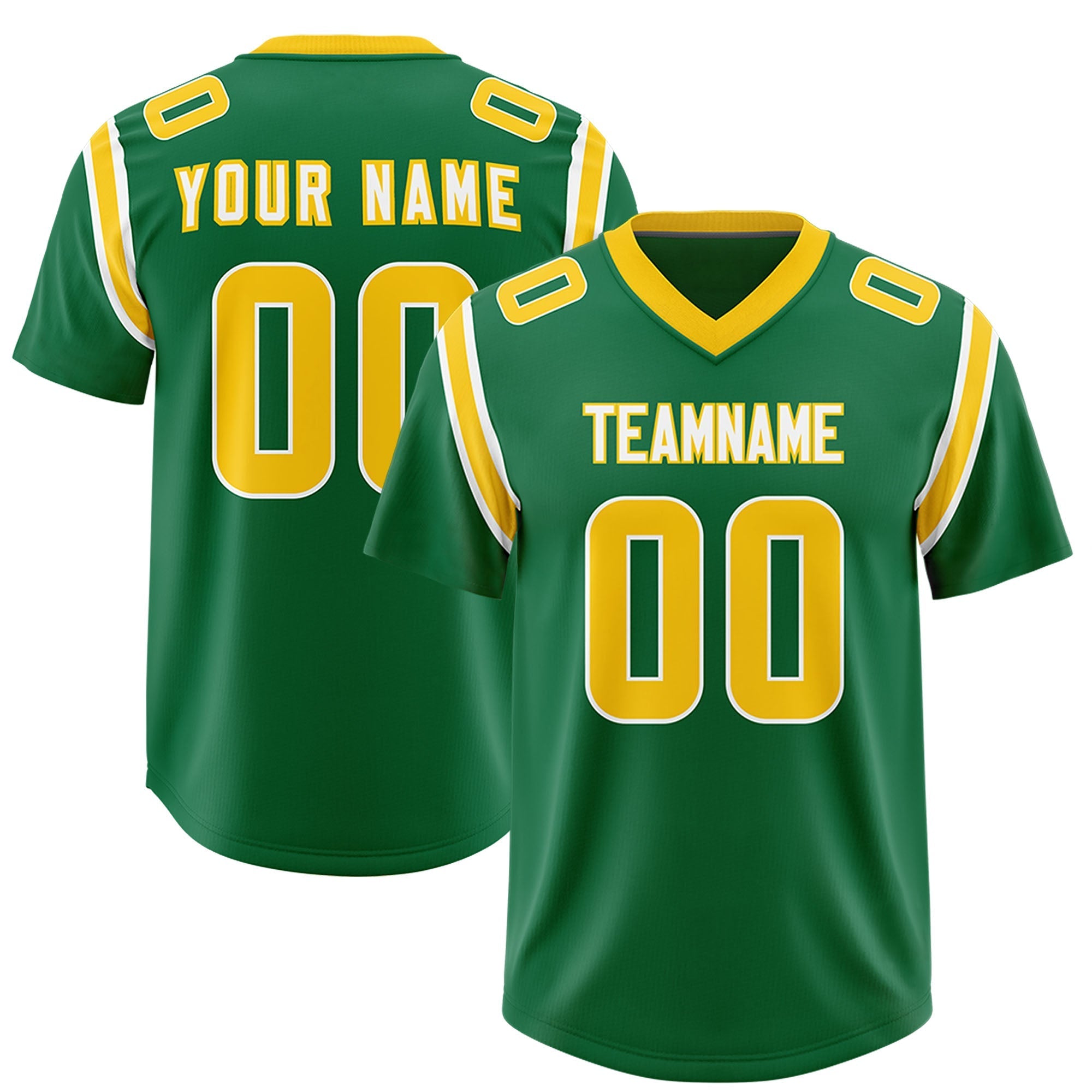 Custom Kelly Green Personalized Shoulder Cut Two-Tone Authentic American Football Jersey